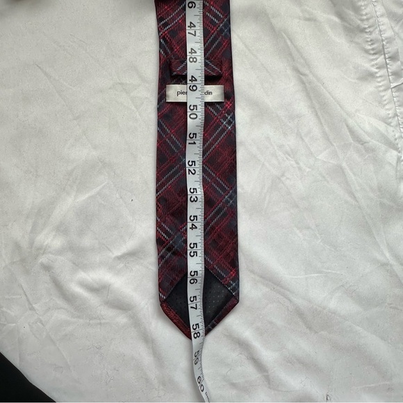 Pierre Cardin Classic Red Plaid Men's Tie - Picture 4 of 5